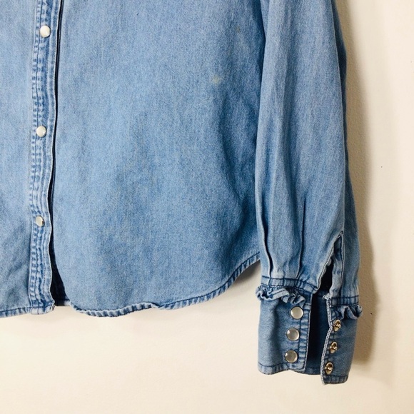 Just Class vintage button up horses India women medium blue cotton - Picture 3 of 10